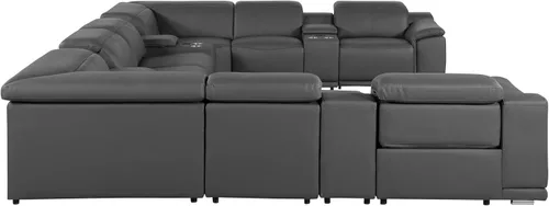 Vista 454 de BlackJack Furniture Venice - Sofá modular de cuero italiano de grano superior de 5 piezas con 3 reclinables eléctricos, reposacabezas ajustable