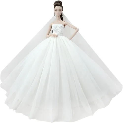 Vista 7 de Ropa de muñeca de novia, vestido de novia para niña de 11.5 pulgadas, vestido de princesa de fiesta, accesorios de muñecas de 1/6 (estilo A)