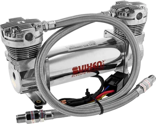 Vista 3 de Vixen Air VortexX - Compresor de aire de doble cabezal de 300 PSI, llenado rápido de 12 V para suspensión de aire, bolsas, tanque, bocina de tren