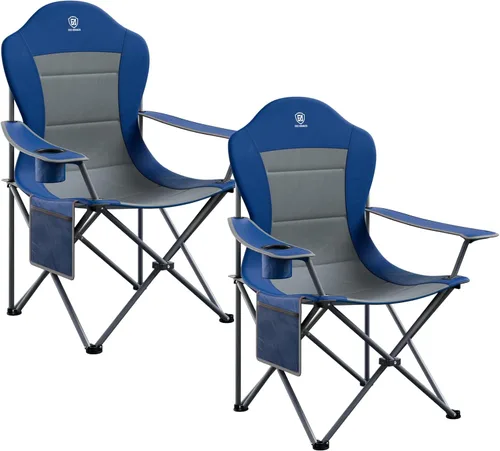 Vista 10 de EVER ADVANCED Silla plegable de camping con respaldo alto acolchado, paquete de 2 sillas de césped portátiles de gran tamaño, ligeras, resistentes