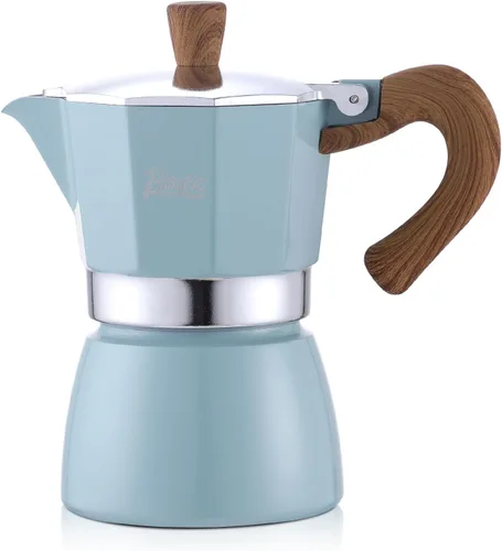 Vista 18 de Estufa para máquina de café expreso, olla de camping Moka de 2 tazas/4.1 fl oz, cafetera italiana de café expreso, fácil de usar (negro)