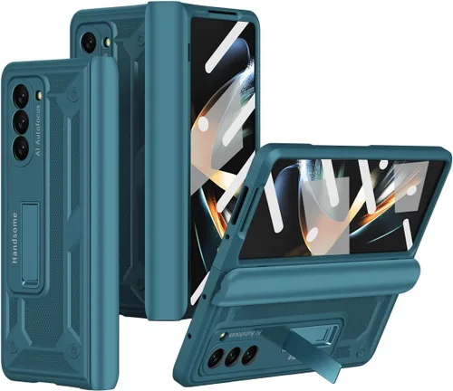 Vista 9 de Miimall Funda para Samsung Galaxy Z Fold 5 con protección de bisagra, protector de pantalla incorporado Kickstand Funda protectora de PC de cuerpo