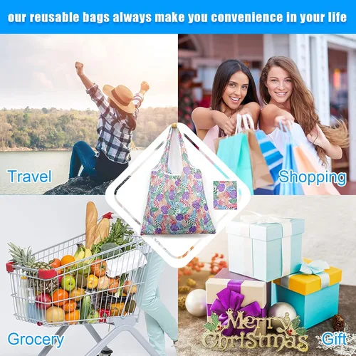 Vista 6 de 6 bolsas de comestibles reutilizables extragrandes de 50 libras, bolsas de compras plegables para comestibles, bolsa de playa, bolsas de nailon