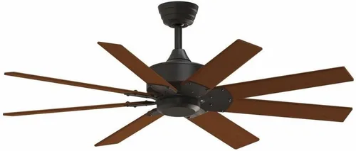 Vista 6 de Fanimation Levon Custom - Ventilador de techo de 8 aspas, 16.27 pulgadas de alto y 52 pulgadas de ancho, acabado negro, color natural