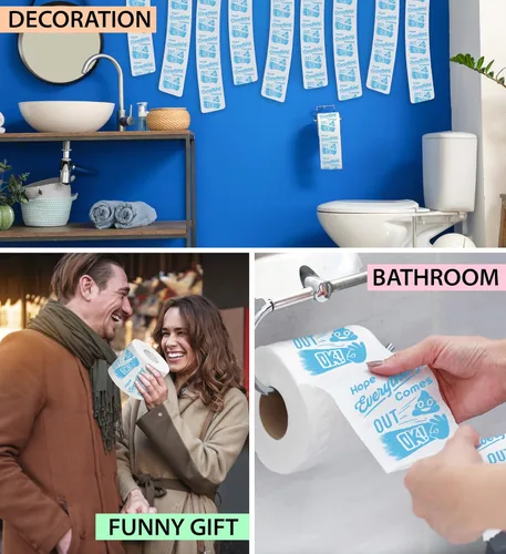 Vista 5 de Printed TP Hope Everything Comes Out OK - Papel higiénico impreso, divertido rollo de papel higiénico para broma, sorpresa, decoración de baño