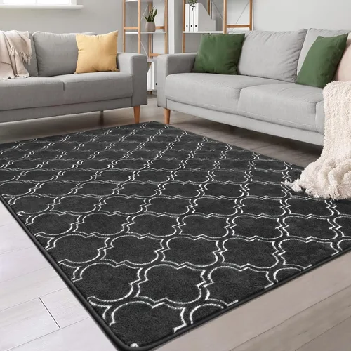 Vista 12 de Chicrug Shag - Alfombra geométrica moderna para dormitorio, alfombra de interior de espuma viscoelástica, de 5 x 7 pies, alfombra mullida para sala