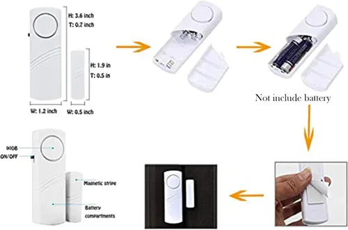 Vista 2 de Paquete de 10 alarmas de ventana para puerta con sensor magnético para sistema de seguridad del hogar, alerta de puerta de piscina para seguridad