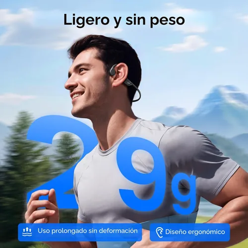Vista 2 de Auriculares de Conducción Ósea, Auriculares de Oreja Abierta, Auriculares Inalámbricos con Micrófono, Bluetooth 5.4, 10H de Tiempo de Reproducción