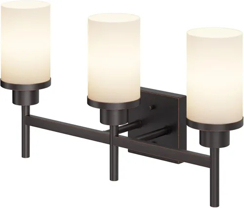 Vista 21 de Lámparas de pared sobre espejo de baño con vidrio esmerilado blanco, aplique de pared para porche, pasillo, entrada, bronce aceitado T001ORB-L1