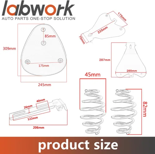 Vista 6 de labwork Cojín de cuero estilo cocodrilo para motocicleta, asiento individual con amortiguador, placa base de resorte, repuesto para Chopper Bobber