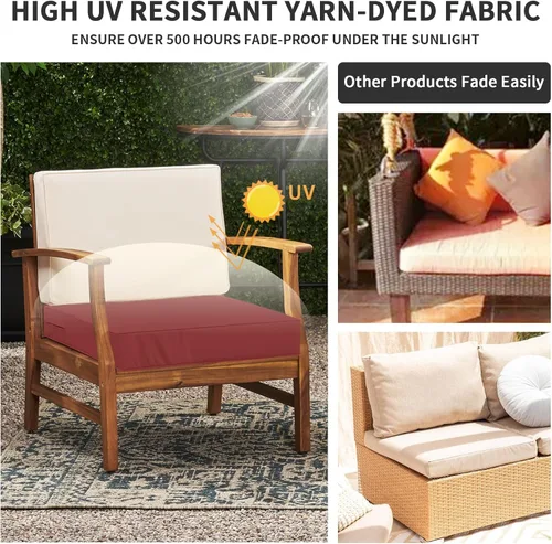 Vista 4 de Easy-Going Paquete de 6 fundas de cojín impermeables para asiento de patio de 22 x 20 x 4 pulgadas, paquete de 6 fundas de cojín de repuesto