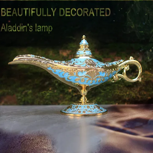 Vista 5 de Lámpara de leyenda de Aladdin, luz mágica de los deseos, noches árabes clásicas, accesorios de disfraz, lámpara de decoración de mesa para el hogar