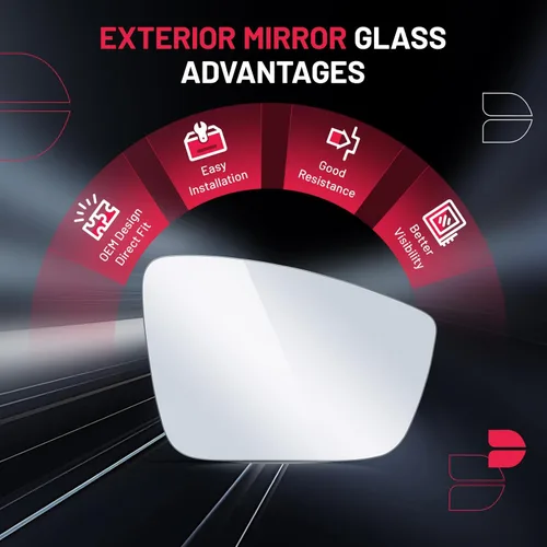 Vista 5 de BDFHYK Cristal de espejo compatible con VW 2012-2019 Beetle 2011-2018 Jetta 2012-2017 Passat con adhesivo de tamaño completo que reemplaza 5c6857522