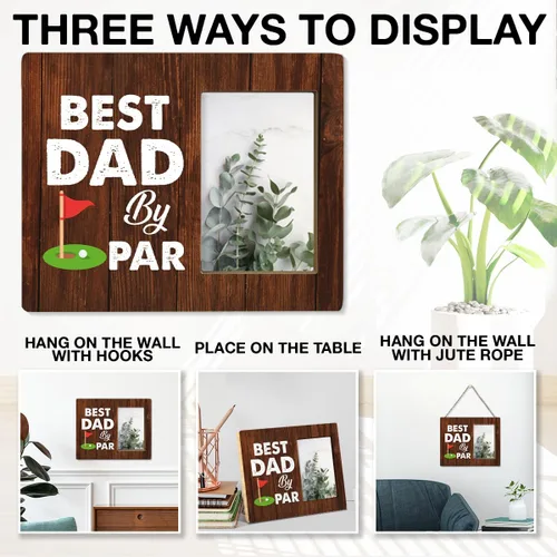 Vista 4 de NGAEAK Regalos de golf para papá de parte de hija e hijo, marco de fotos rústico de madera para papá, regalos de golf para papá, cumpleaños