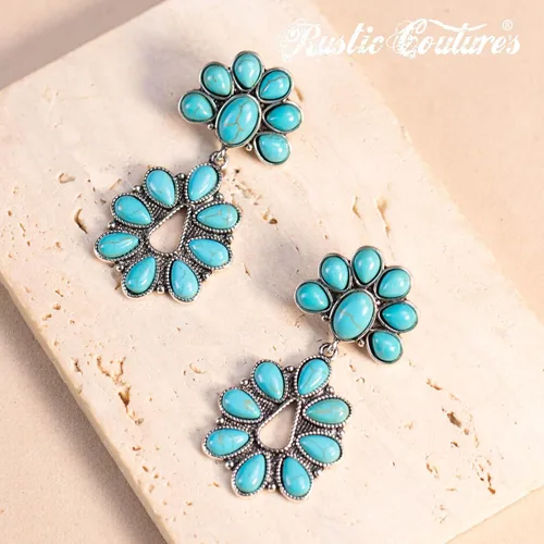 Vista 2 de Pendientes de turquesa occidental de Rustic Couture para mujer, joyería de país occidental