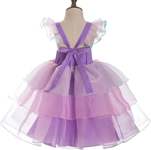 Vista 2 de Ruikajia Disfraz de princesa Ariel de sirena, vestido de fiesta de cumpleaños para niñas, regalo de cumpleaños, disfraz de Halloween
