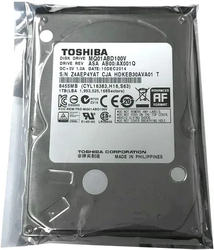 Vista 3 de Toshiba Disco duro para portátil SATA 3.0Gb/s de 2.5 pulgadas (MQ01ABD100V) de 1 TB y 5400 RPM