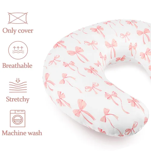 Vista 3 de Funda de almohada de lactancia, fundas de lactancia extraíbles para almohadas de lactancia, ajuste elástico y suave para bebés, niñas y niños recién