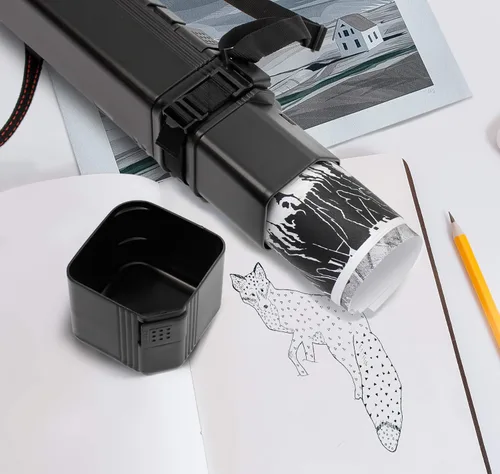 Vista 4 de VViViD Tubo telescópico de plástico negro para dibujo y cartera (25-41")