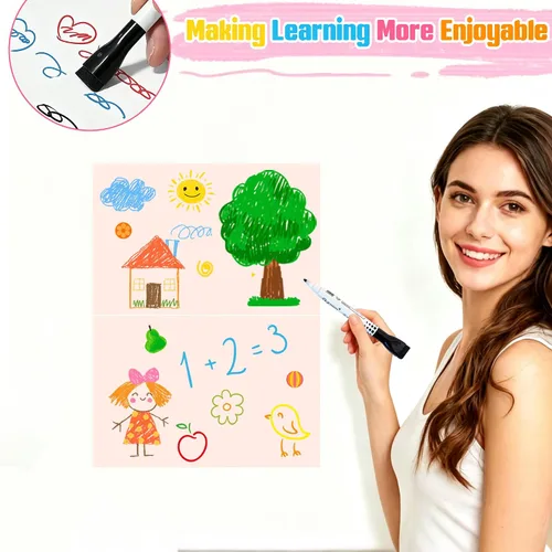 Vista 4 de Etiqueta magnética de pared tablero de imán rosa para sala de juegos de 2 piezas de color rosa