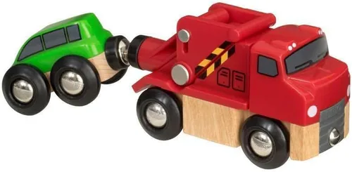 BRIO World 33528 - Camión de remolque fiable - Accesorio de tren de juguete de madera para niños mayores de 3 años | Acoplamiento magnético |
