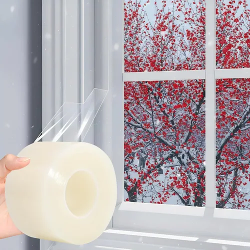 Vista 13 de Cinta Transparente de Sellado Meteorológico para Ventanas 2 Pulgadas x 16.5 Pies Burletes Libres de Residuos Cinta Transparente de Aislamiento