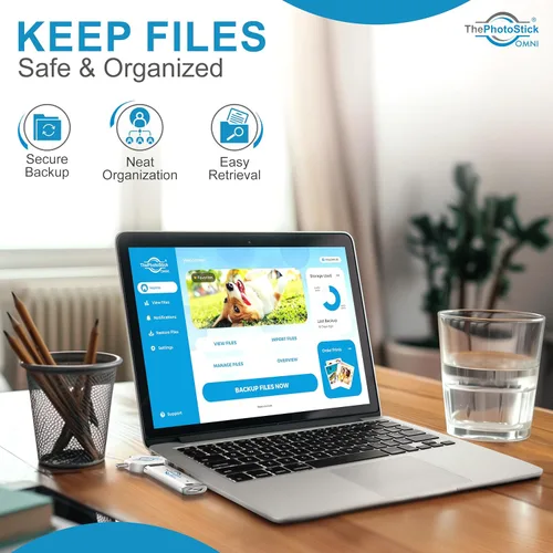 Vista 3 de ThePhotoStick® Omni - Unidad flash USB de 64 GB y Memory Stick – Copia de seguridad de fotos y videos para iPhone, Android, Mac y PC – Conexión