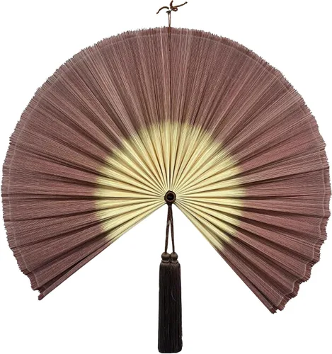 Vista 15 de ChumDecor Decoración de pared con abanico, ventilador gigante japonés, arte de pared de abanico grande de bambú para cabecero colgante bohemio