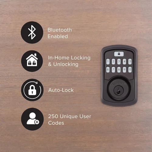 Vista 3 de Kwikset 99420-003 Aura - Cerradura de puerta con teclado programable Bluetooth con seguridad SmartKey, Negro Hierro