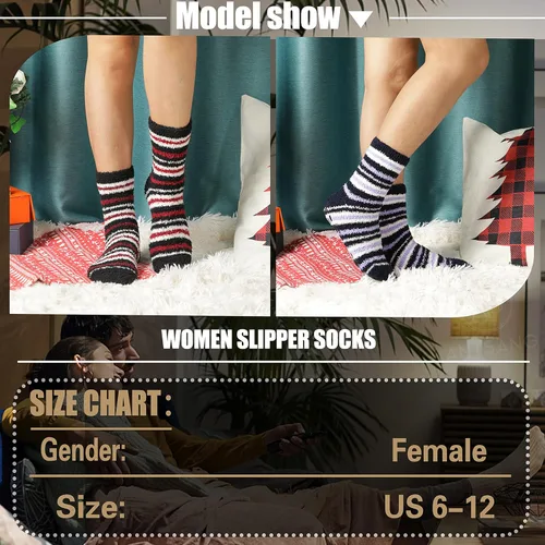 Vista 6 de ANTSANG Womens Fuzzy Socks Slipper Winter Fluffy Cozy Cabin Warm Soft Fleece Comfy Home Socks