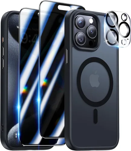 Vista 12 de Meifigno Magic Mag Series - Funda diseñada para iPhone 15, [protección de grado militar y compatible con MagSafe], parte trasera mate translúcida