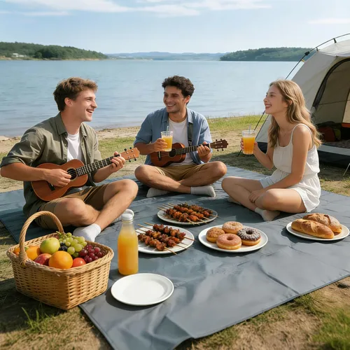 Vista 7 de REDCAMP Lona impermeable para acampar, gris/verde 4 en 1 multifuncional tienda de campaña para acampar, senderismo, mochileros