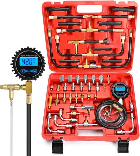 Vista 9 de BETOOLL Pro juego de medidor de presión de inyección de combustible. Manómetro de 0-140 PSI.