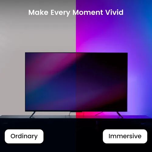 Vista 5 de YEELIGHT Tira de luces LED de 20 pies, 108 tiras de luz LED inteligentes con cambio de color DIY, tira de luz RGB con conexión Bluetooth y control