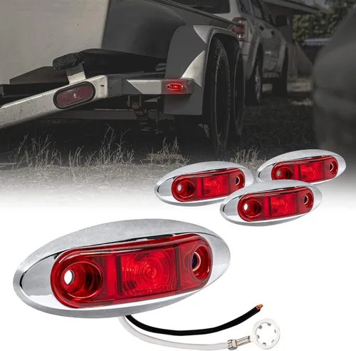 Vista 33 de TRUE MODS Luz de marcador LED de 2.5" ámbar para remolque con bisel cromado [DOT FMVSS 108] [SAE P2] [montaje superficial] [impermeable IP67] Luces