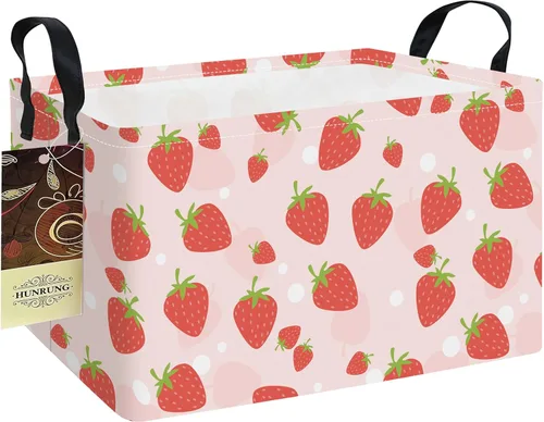 Vista 10 de HUNRUNG Cesta rectangular de almacenamiento de lona, bonita cesta organizadora de lona para juguetes de mascotas, niños, libros, ropa, perfecta