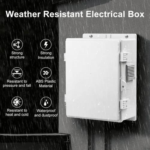 Vista 2 de Namunanee - Caja de conexiones eléctricas para exterior, recinto resistente al agua de ABS con panel de montaje interno y tapa con bisagras, 9.2" H