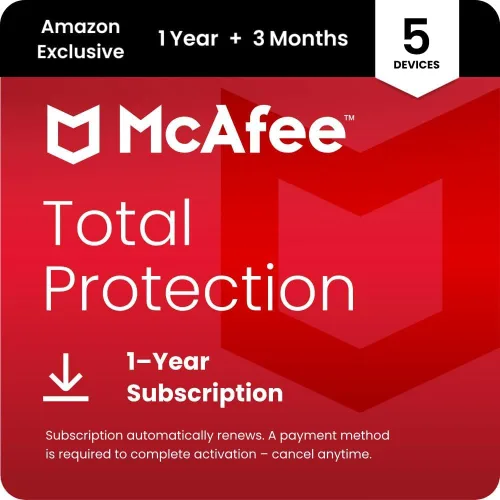 Vista 7 de McAfee Total Protection 3-Device 15 Month Subscription with Auto-Renewal AI Scam Detection, AntiVirus Software 2026 for Windows PC & Mac, VPN