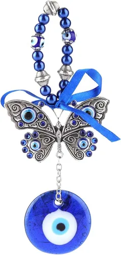 Colgante de pared de cristal turco contra el mal de ojo, adorno azul de 6.69 pulgadas, amuleto de buena suerte, decoración de automóvil para oficina