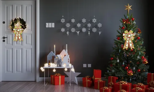 Vista 4 de Threetols 2 rollos de cintas de Navidad con borde con alambre de 10 yardas, cintas de arpillera de rayas rojas y verdes de 2.5 pulgadas, cinta