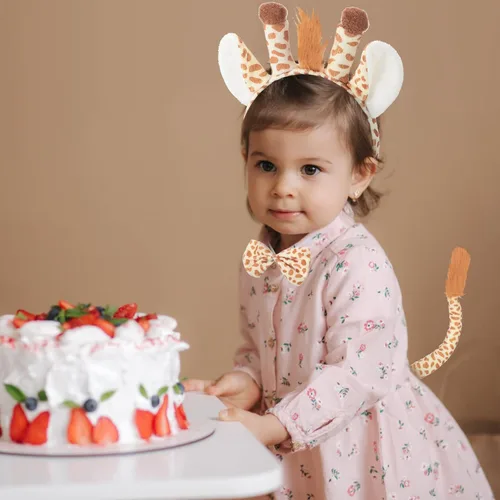 Vista 7 de 2 Sets Animal Costume Set Lion Tiger Zebra Giraffe Leopard Elephant Costume Accessory Include Ears Headband Bow Tie Tail