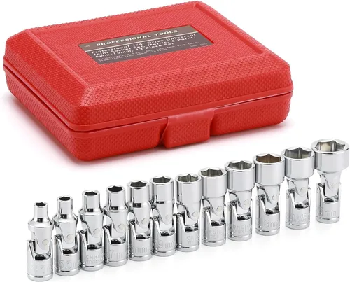 Vista 7 de EMENTOL Juego de Llaves de Vaso Universales de 7 Piezas con Transmisión de 1/4 Pulgada, 6 Puntos, Juego de Llaves de Vaso Flexibles Universales SAE