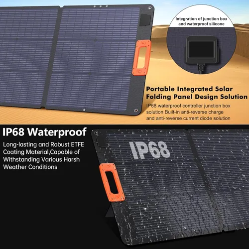 Vista 6 de Panel solar portátil tipo N 16BB 200W para estación de energía ETFE Panel solar plegable de alta eficiencia del 25% IP68 Kit de paneles solares