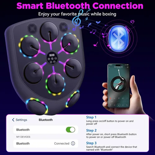 Vista 4 de YORWHIN Smart Music Boxing Machine for Adults and Kids, Bluetooth Boxing Equipment with Boxing Gloves, Wall Mounted Electronic Punching Machine for