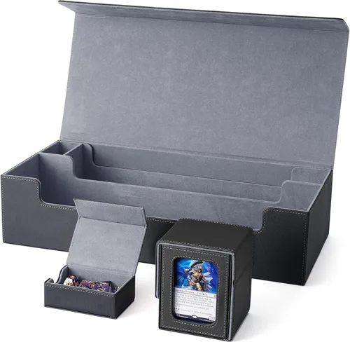 Vista 23 de Venssu MTG - Caja de cubierta para pantalla Commander, caja de cartas para 100 tarjetas de doble funda, TCG con 2 divisores y 1 cargador superior