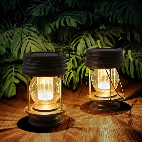 Vista 8 de Linternas solares colgantes al aire libre - 20 luces LED alimentadas por energía solar, luces de hadas de Navidad, linternas impermeables