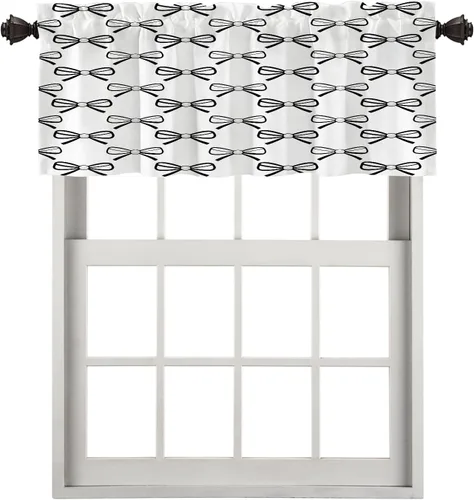 Vista 10 de Cortinas opacas de mármol abstracto blanco y gris para ventanas, cenefas opacas de poliéster multicapa para cocina, paquete de 2 unidades, 26 x 24