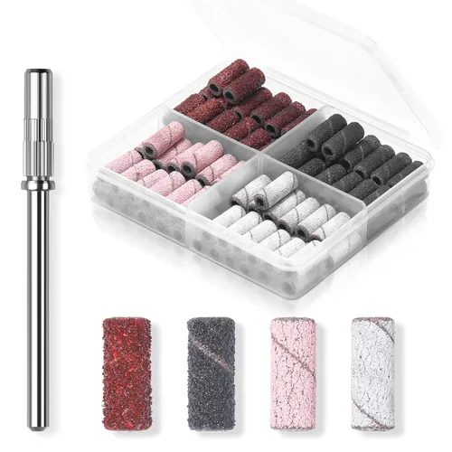 Makartt - Puntas de taladro para uñas y bandas de lijado para taladro de uñas, 100 piezas de 4 colores de grano grueso y fino 80/120/180/240 con