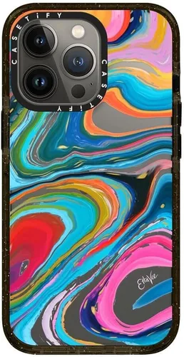 Vista 4 de CASETiFY Funda para iPhone 13 Pro Impacto a prueba de golpes - EttaVee Marble 1 - Negro transparente