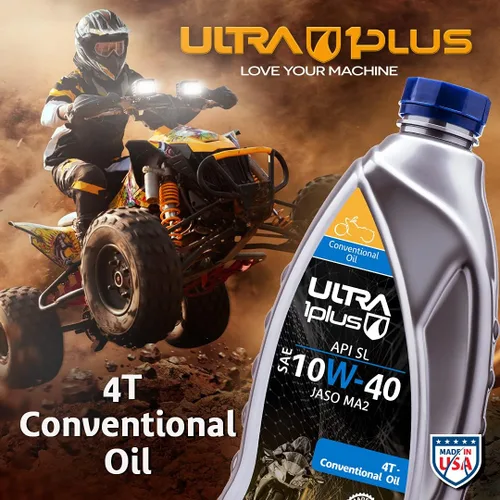 Vista 3 de ULTRA 1PLUS 4T 10W-40 Aceite de motocicleta convencional API SL JASO MA2-10W40 Aceite de motor, 3 cuartos